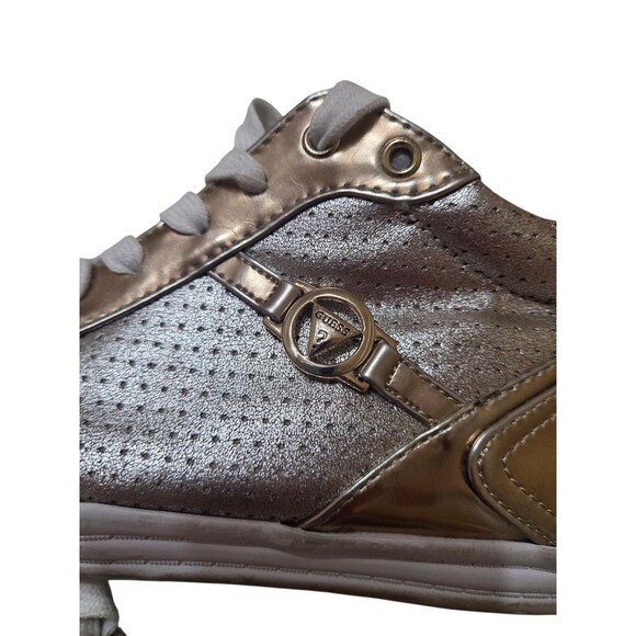 GUESS High Top Gerree Sneakers Shoes Gold Logo Lace Up Women's 7.5 S2 - Picture 6 of 11